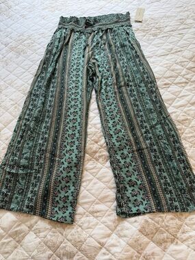 Anthropologie Mint Green Floral Smocked Maxi Skirt